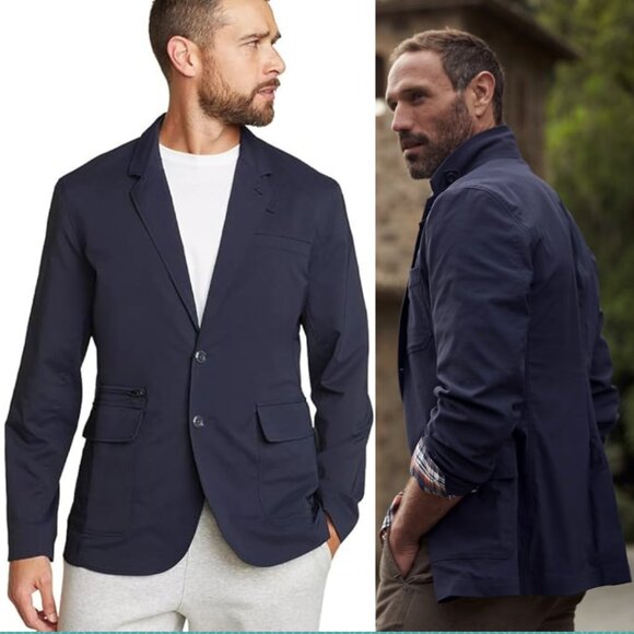Eddie Bauer Travex Navy Voyager Travel Blazer - Picture 1 of 7